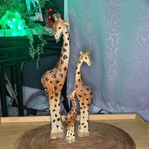3 Giraffe Tall Figurines Statues Resin Family Wildlife